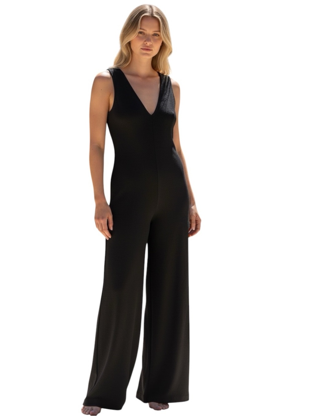 ASTR the Label Black Wide Leg Jumpsuit V-Neck Sleeveless Size XS
